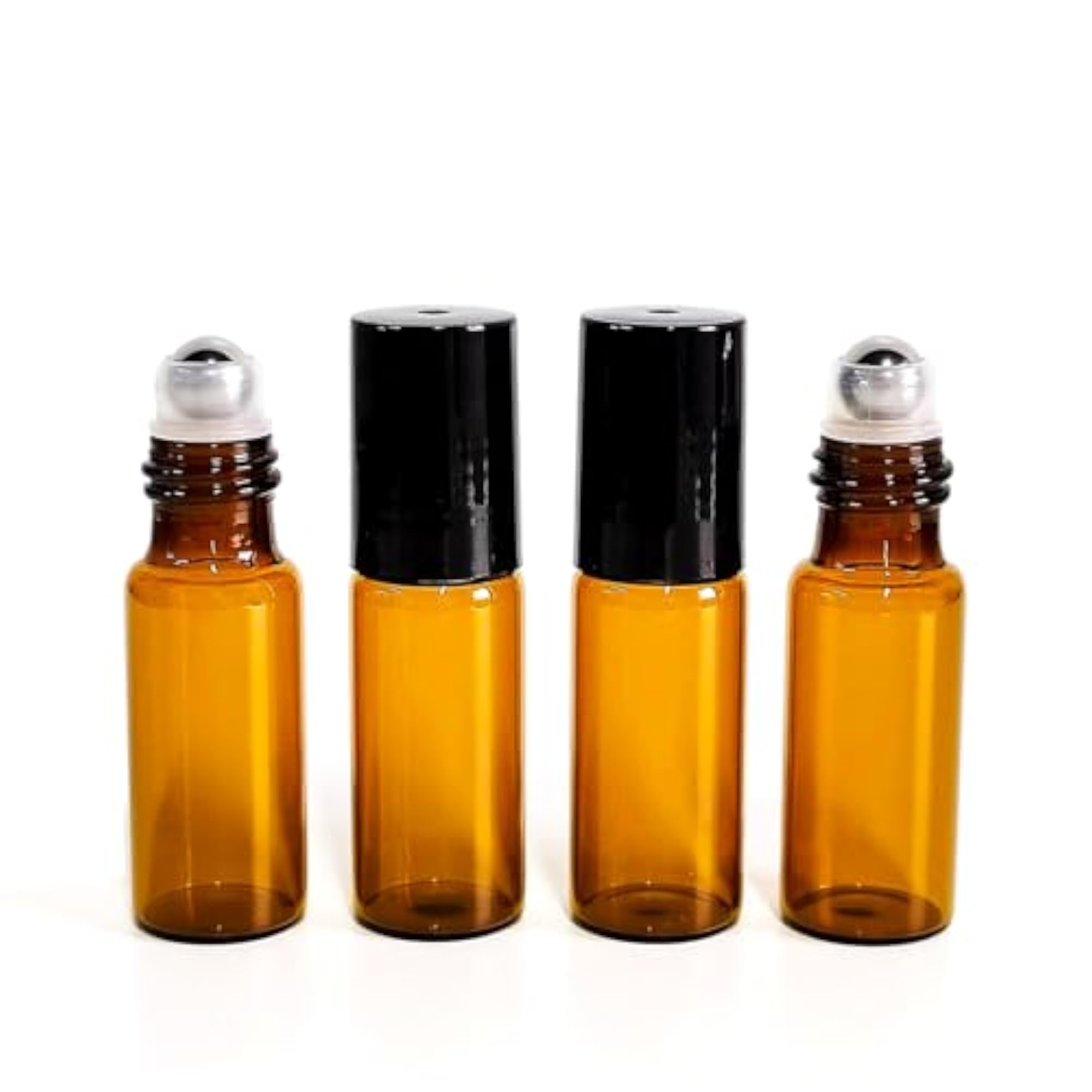 50 PCS Essential Oil Roller Bottles, 5ml Amber Glass